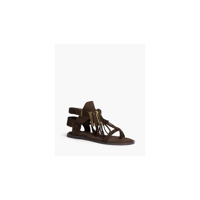 Sandalias ante flecos, 2 tonos,